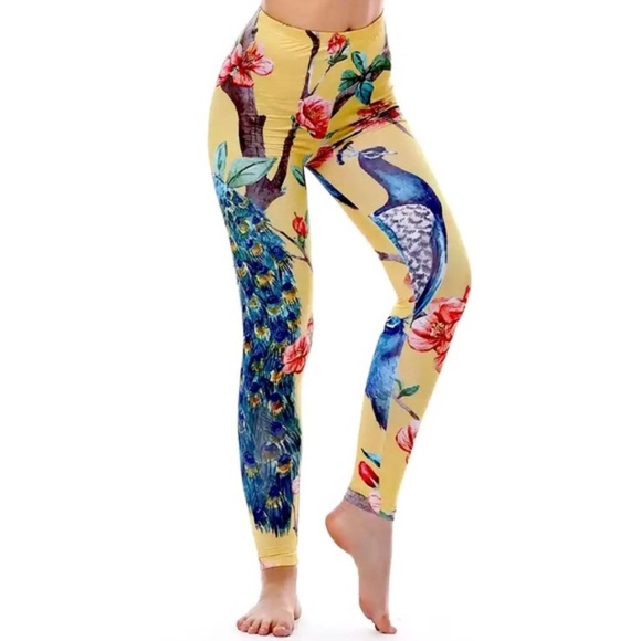Poshmark @thegreycat Pants - Eye candy boho ethnic art peacock yellow leggings
